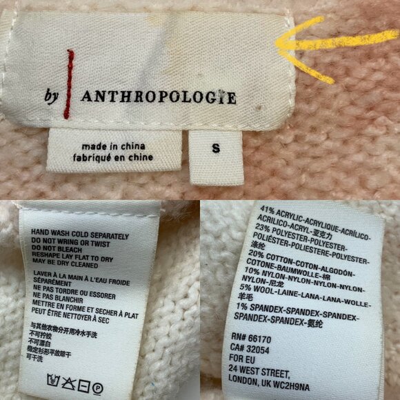 Anthropologie Maggie Bell Sleeve Sweater S Pullover Oversized Tie Dye V-Neck - Picture 6 of 12